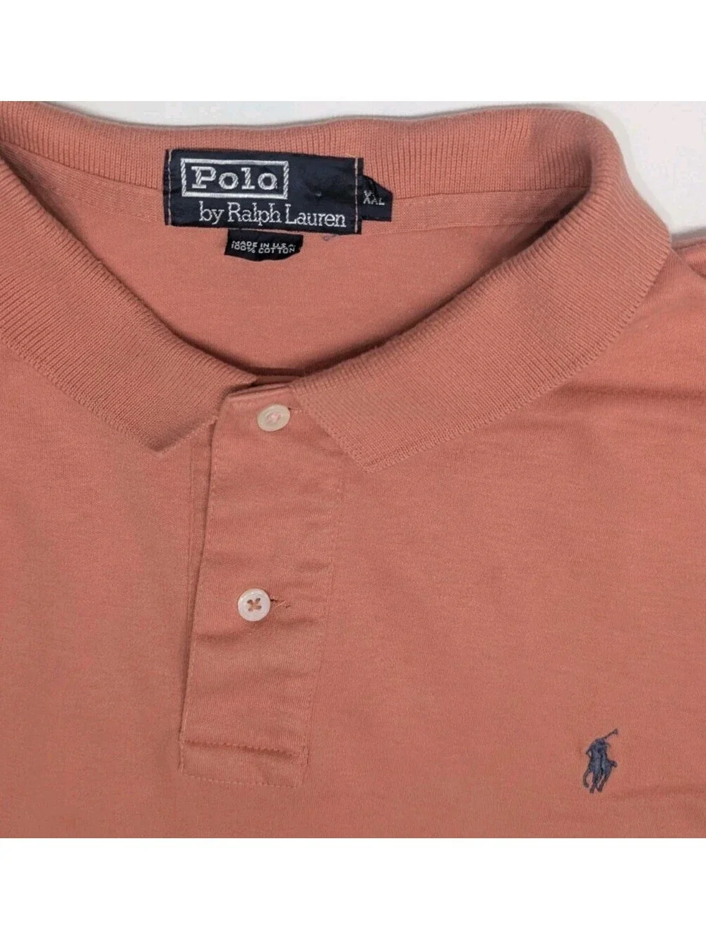 Polo Ralph Lauren Vintage 90s Mens 2XL XXL Salmon Pink Polo Shirt Made in USA